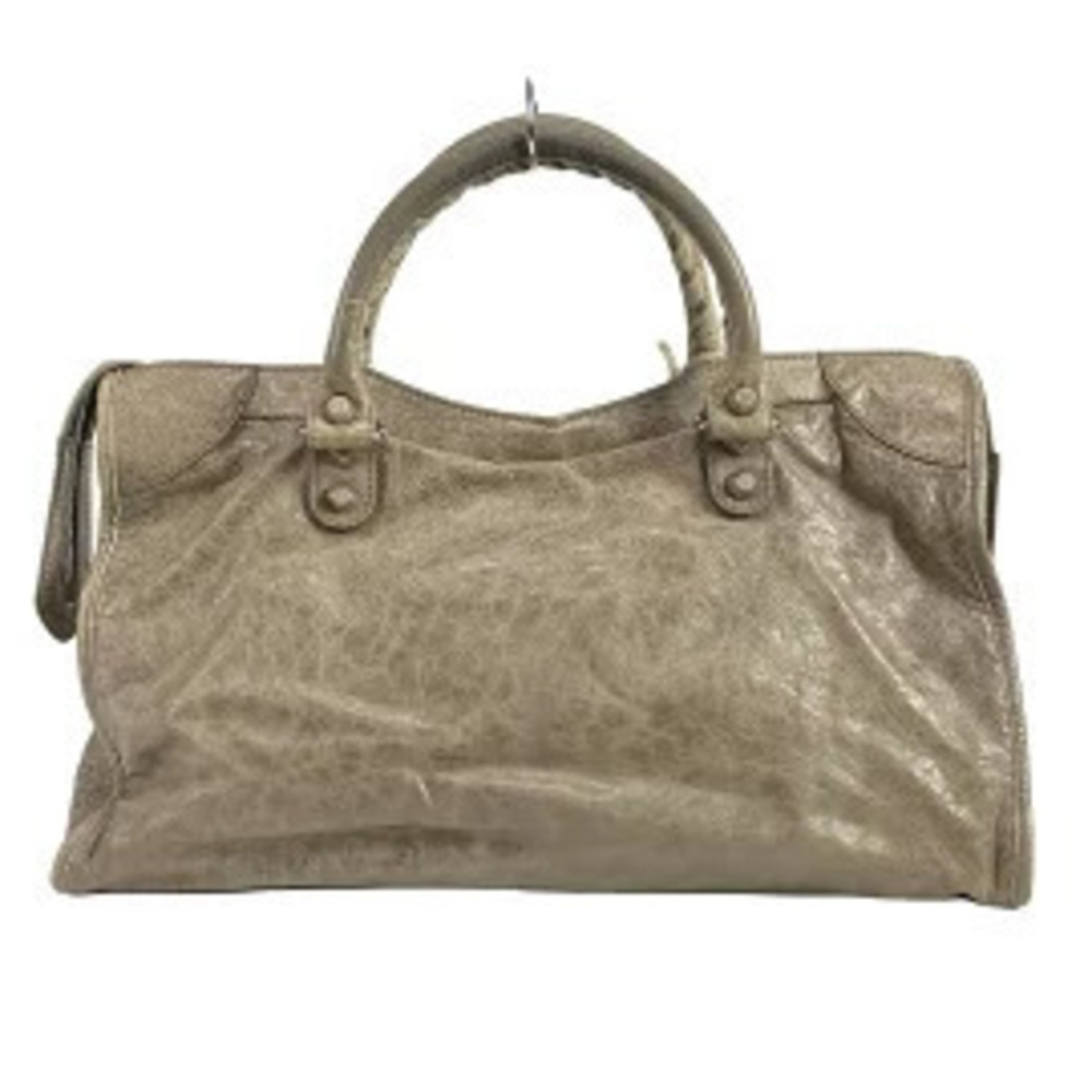 Balenciaga Gray Handbag City Giant The Leather Beige Gray Tan